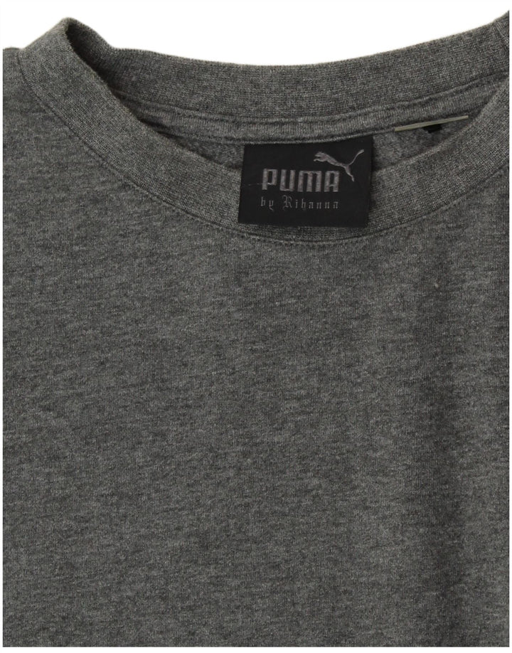PUMA Damen Rihanna Crop Oversized T-Shirt Top UK 14 Large Grau