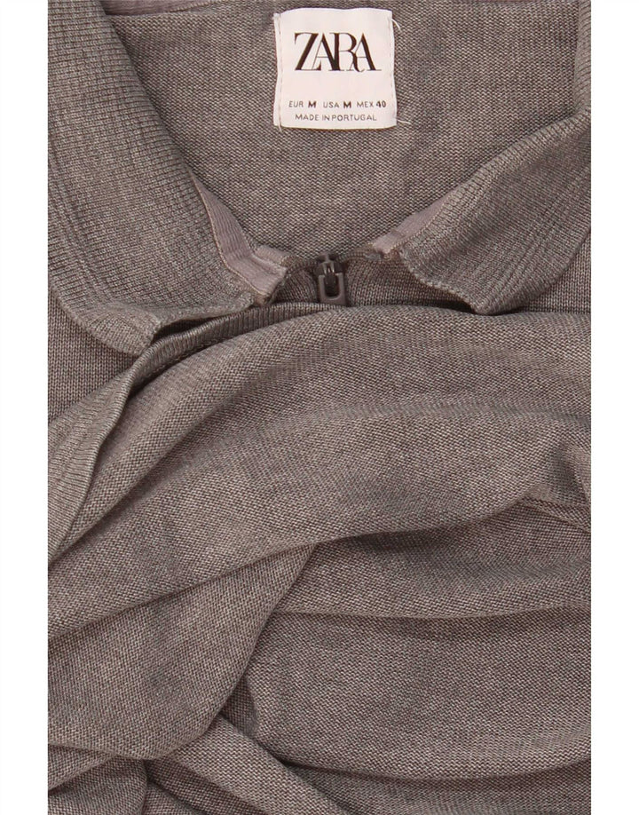 Zara Damen Poloshirt UK 14 Mittelgrau meliert