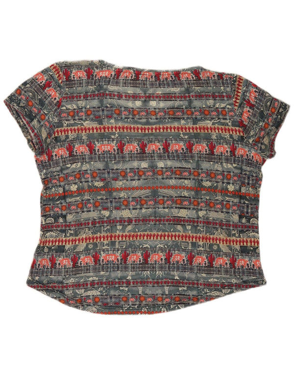 DESIGUAL Damen Grafik-T-Shirt-Top UK 20 2XL Graue Viskose