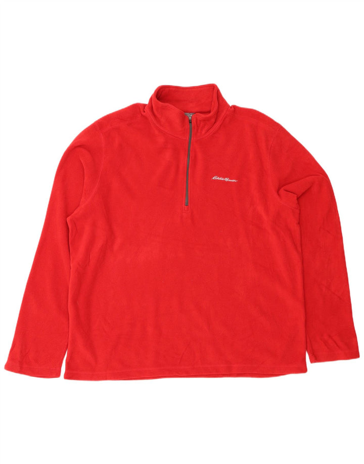 EDDIE BAUER Herren-Fleecepullover mit Reißverschluss, XL, rotes Polyester