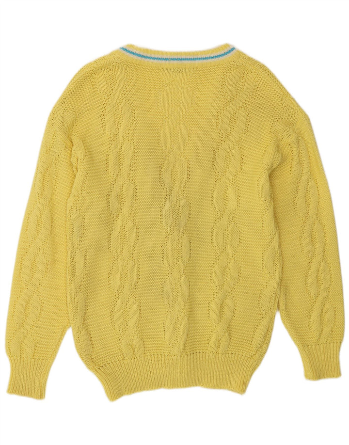 Vintage Herren Cardigan Pullover Mittelgelb