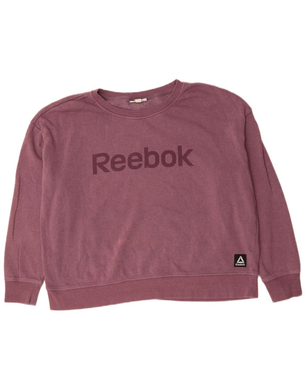 Reebok Womens Graphic Oversized Sweatshirt Pullover UK 20 2XL Lila Baumwolle
