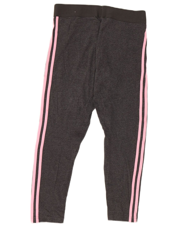 Adidas Damen Crop Leggings UK 12/14 Mittelgraue Baumwolle