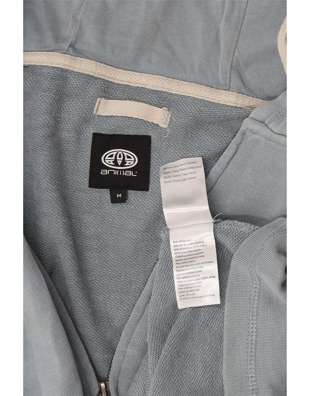 Animal Herren-Kapuzenpullover mit Reißverschluss, mittelblau gesprenkelte Baumwolle