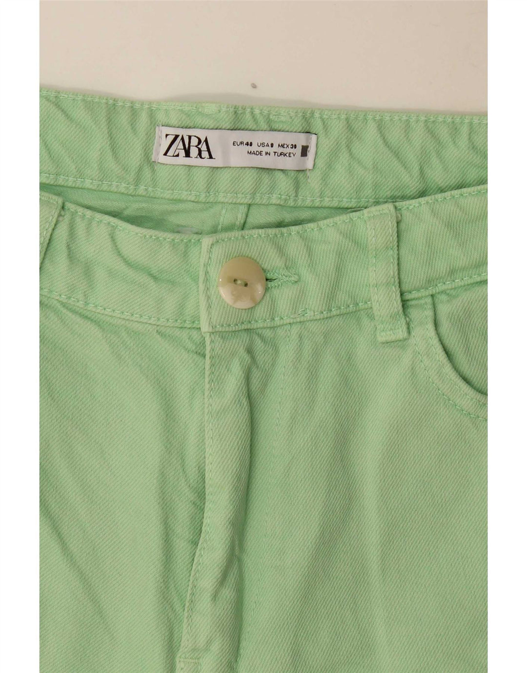 Zara Damen Straight Jeans EU 40 Medium W30 L26 Grüne Baumwolle