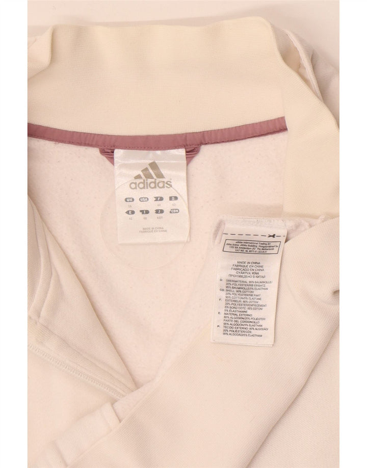 Adidas Damen Trainingsanzug Top Jacke UK 16 Large Weiße Baumwolle