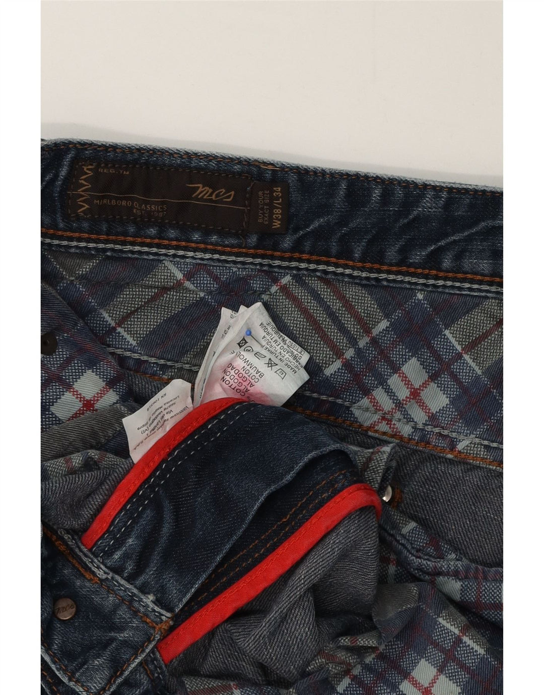 Marlboro Classics Herren Straight Jeans W38 L29 Blaue Baumwolle