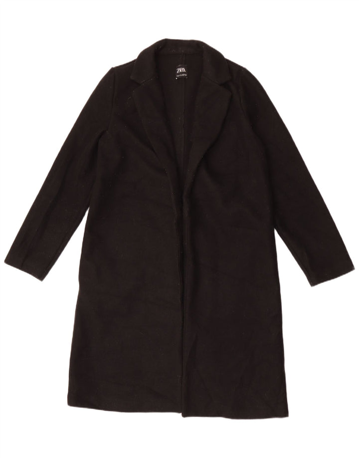 Zara Womens Open Overcoat UK 14 Mittelschwarzes Polyester
