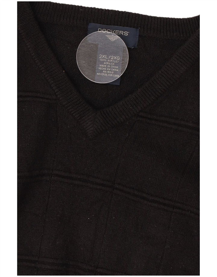 Dockers Herren-Pullover mit V-Ausschnitt, 2XL, schwarzes Acryl