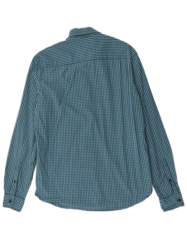 Timberland Mens Slim Fit Shirt Medium Blue Gingham Cotton