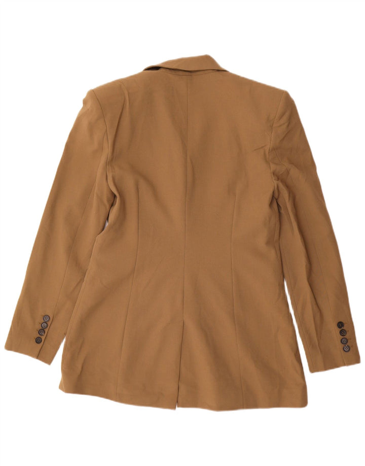 ZARA Womens 2 Button Blazer Jacket UK 12 Medium Beige Polyester