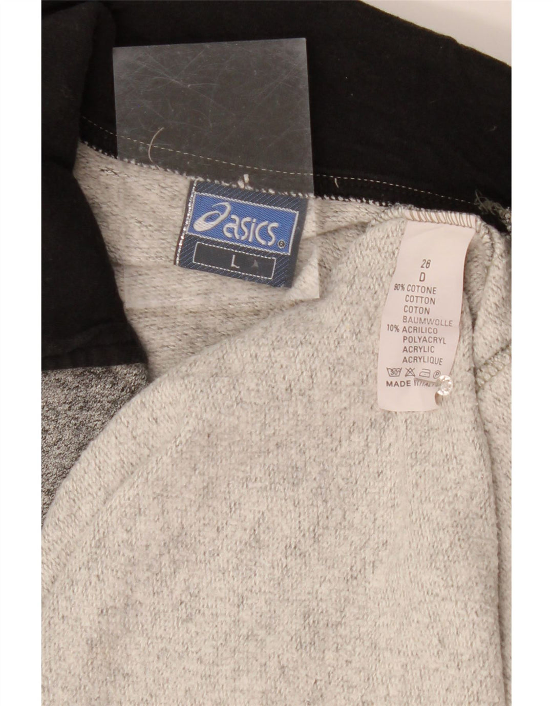 ASICS Mens Tracksuit Top Jacket Large Grey Cotton Vintage Asics and Second-Hand Asics from Messina Hembry 