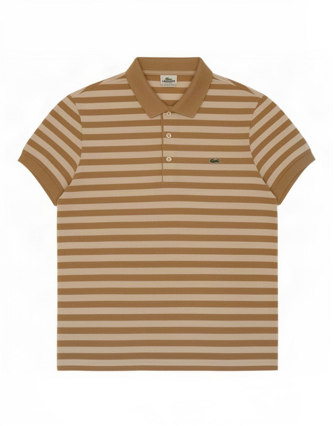 Lacoste Herren-Poloshirt, Größe 4, mittelbraun, gestreift, Baumwolle