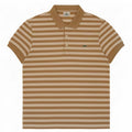 Lacoste Herren-Poloshirt, Größe 4, mittelbraun, gestreift, Baumwolle
