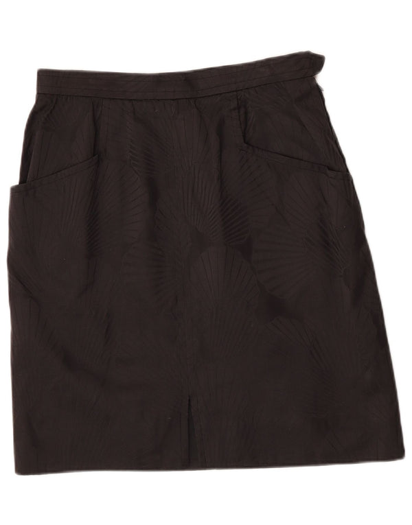 Saint Laurent Damen gerader Rock IT 42 Medium W30 Schwarzer Blumendesigner