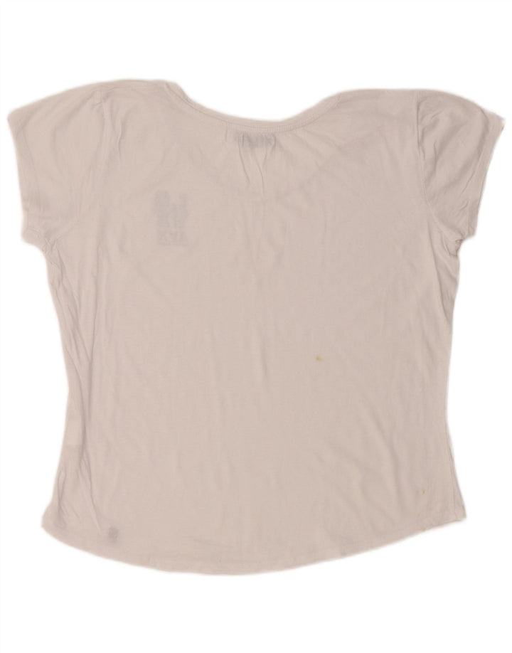 AVIREX Damen Crop Graphic T-Shirt Top UK 22 2XL Weiße Baumwolle