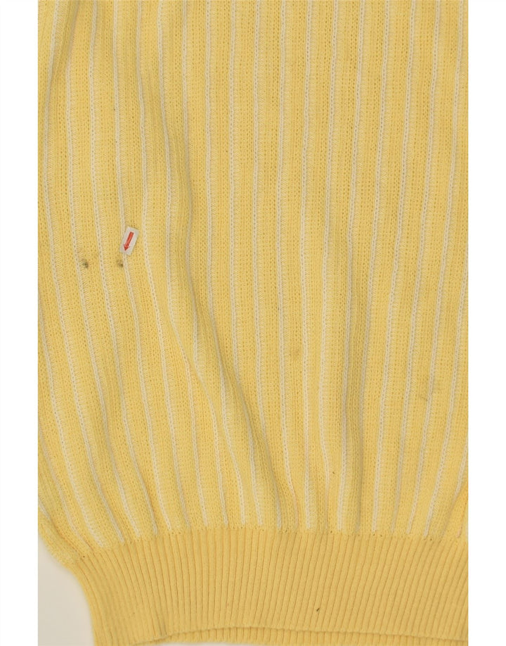 RODES Womens Crew Neck Jumper Sweater UK 16 Large Yellow Striped Cotton | Vintage Rodes | Thrift | Second-Hand Rodes | Used Clothing | Messina Hembry 