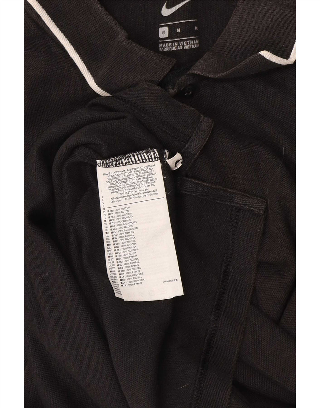 NIKE Herren-Poloshirt, mittelschwarz, gestreift, Baumwolle