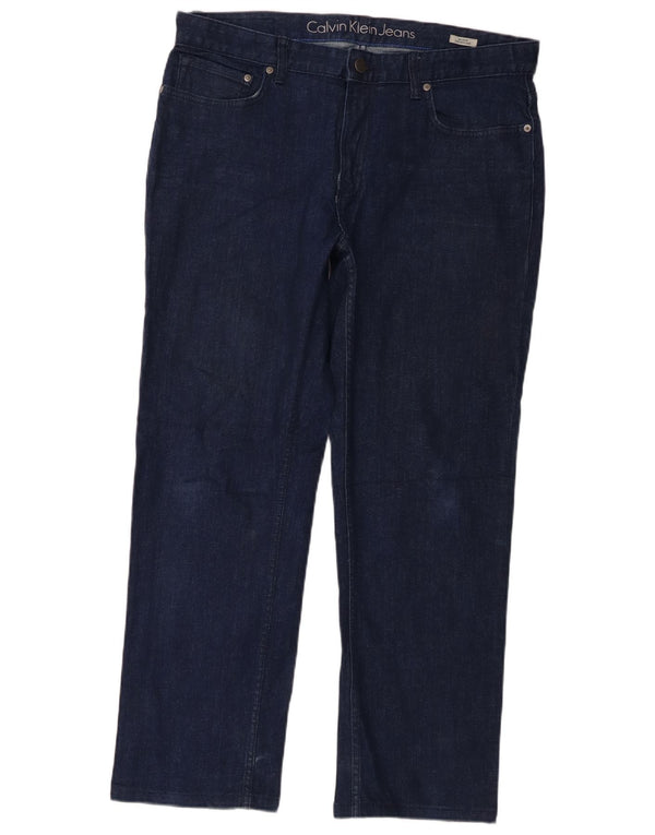 Calvin Klein Herren Slim Straight Jeans W34 L28 Marineblau Baumwolle