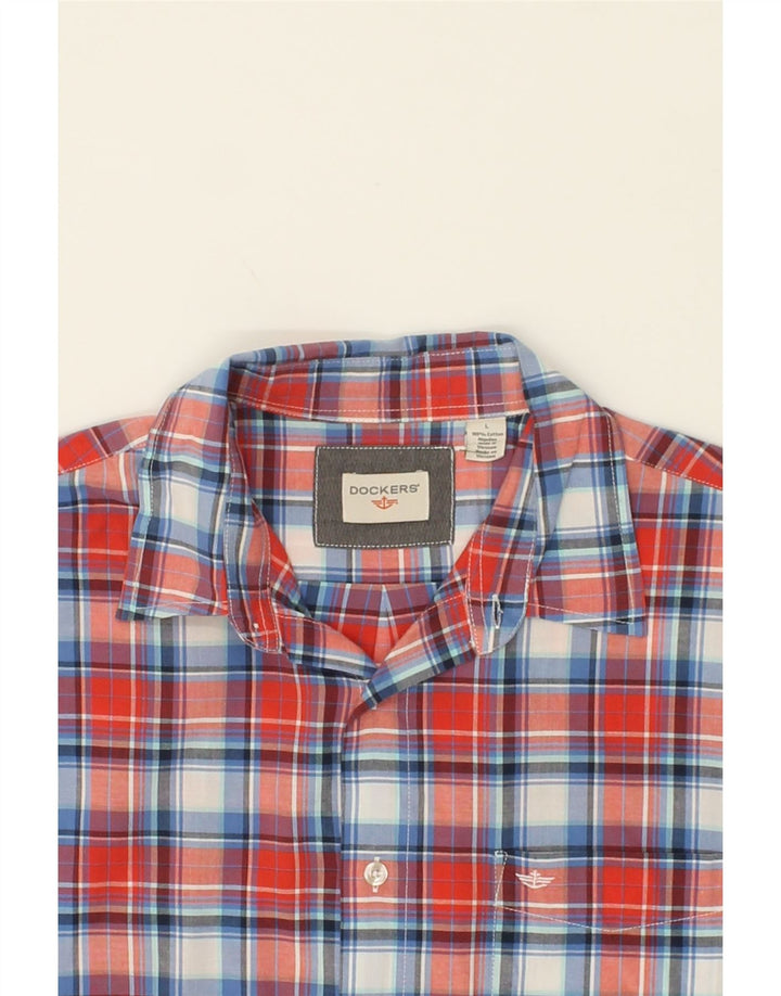 DOCKERS Mens Short Sleeve Shirt Large Red Check Cotton Vintage Dockers and Second-Hand Dockers from Messina Hembry 