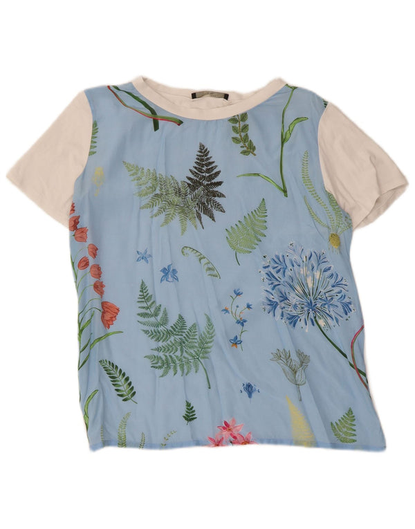 Max Mara Damen Weekend T-Shirt Top UK 12 Mittelblau geblümt
