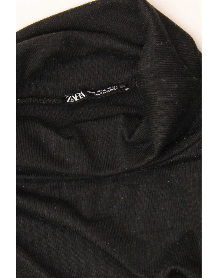 Zara Damen Rollkragenoberteil Langarm UK 18 XL Schwarz