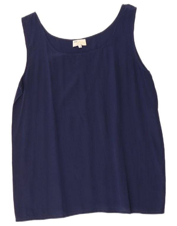 Vintage Damen Weste Top UK 14 Medium Marineblau