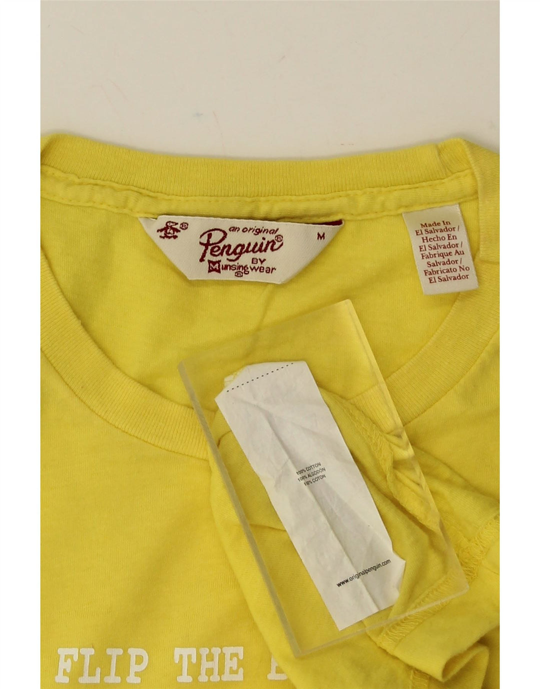 PENGUIN Mens Graphic T-Shirt Top Medium Yellow Cotton