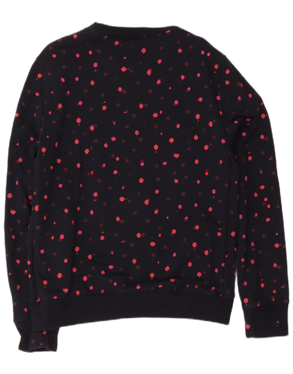 Paul Smith Damen Sweatshirt Pullover UK 20 2XL Marineblau gepunktete Baumwolle