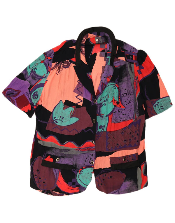 Vintage Damen Blazerjacke mit abstraktem Muster IT 52 2XL Mehrfarbig