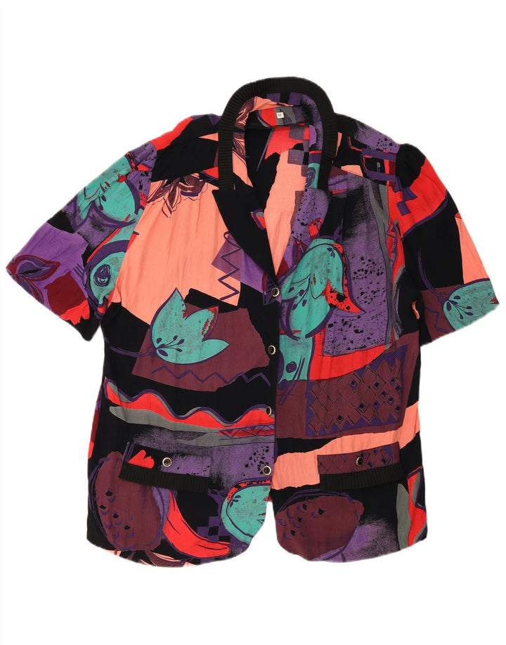Vintage Damen Blazerjacke mit abstraktem Muster IT 52 2XL Mehrfarbig
