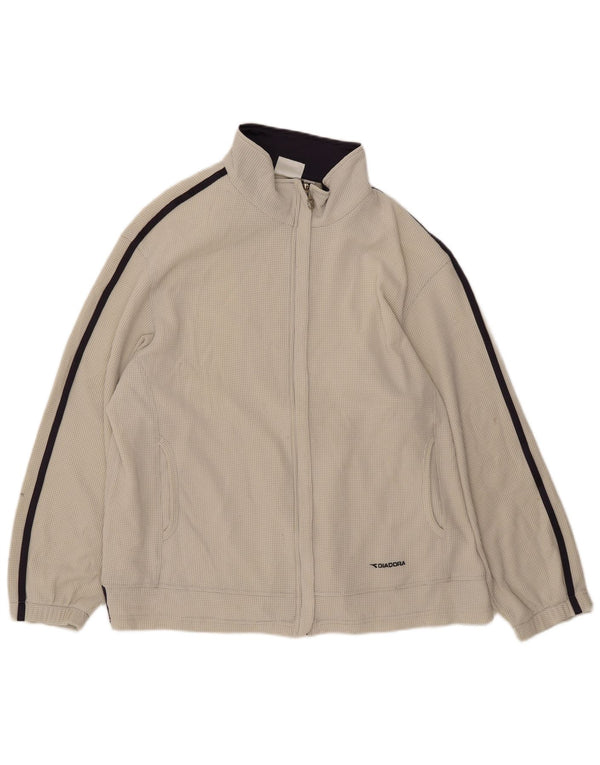 DIADORA Damen-Trainingsanzug-Top-Jacke, UK 16, Größe L, Weiß, Farbblock