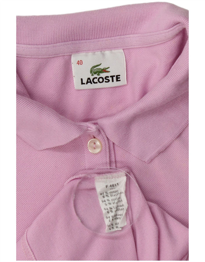 Lacoste Damen-Langarm-Poloshirt, Größe 40, mittelrosa, Baumwolle