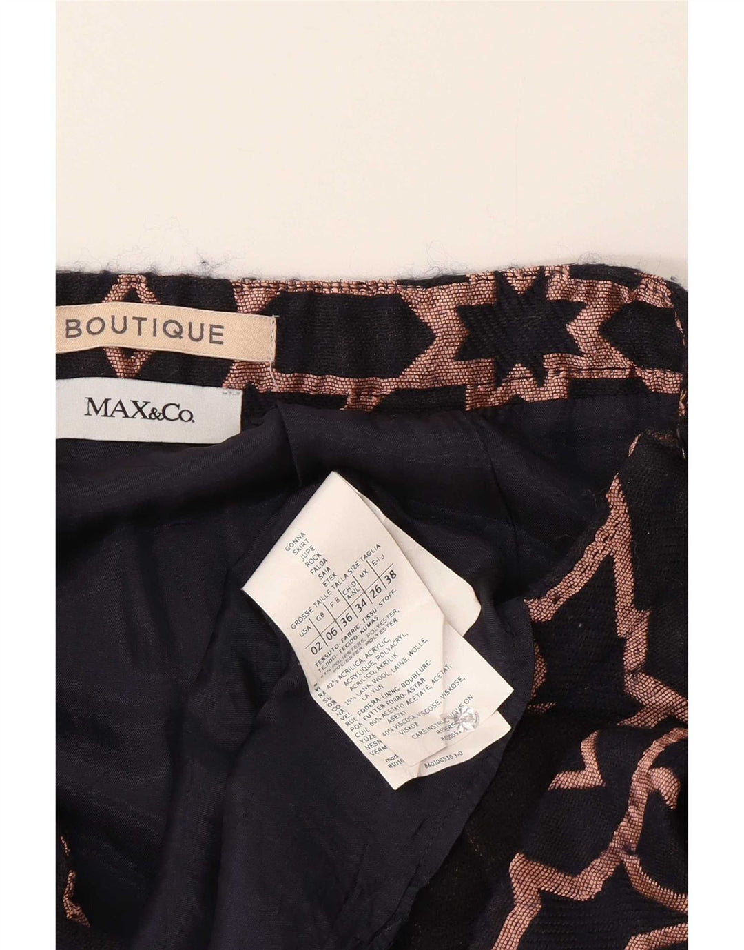Max&Co. Damen Minirock UK 6 XS W26 Marineblaues geometrisches Polyester