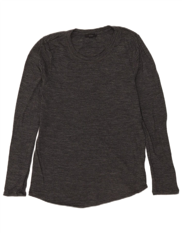 Cos Damen-Pullover mit Rundhalsausschnitt, Gr. 14, große graue Wolle