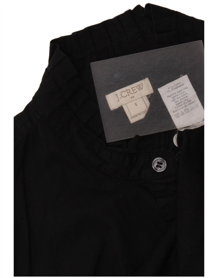 J. Crew Damen-Hemd mit Rüschen vorne, UK 10, Größe S, schwarze Baumwolle