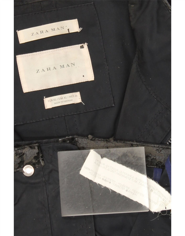 Zara Herren Utility Jacke UK 42 XL Marineblau Polyester