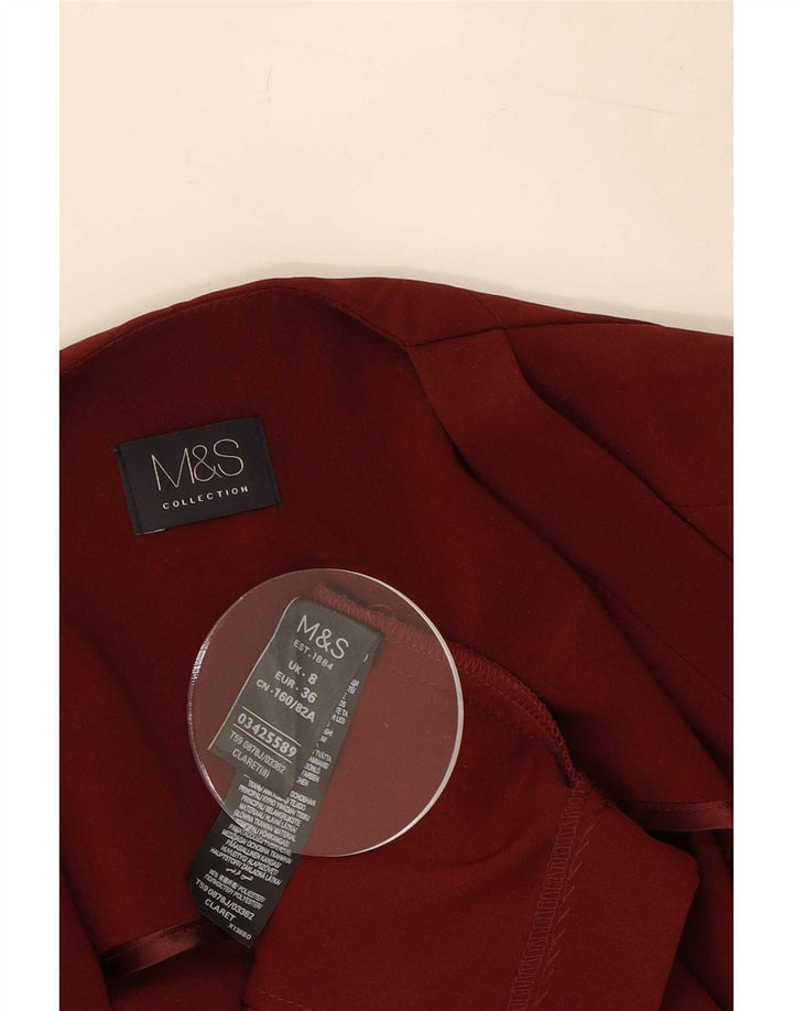 Marks & Spencer Offene Damen-Blazerjacke, UK 8, Klein, Burgunderrot, Polyester