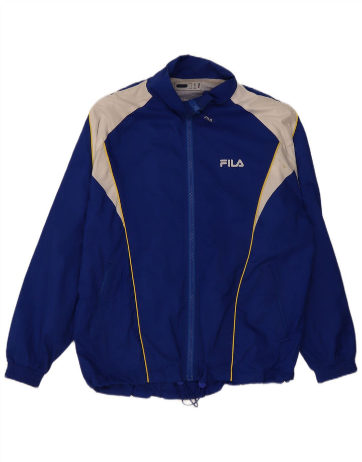 Fila Herren Regenjacke UK 38 Mittelblaues Colourblock-Polyester