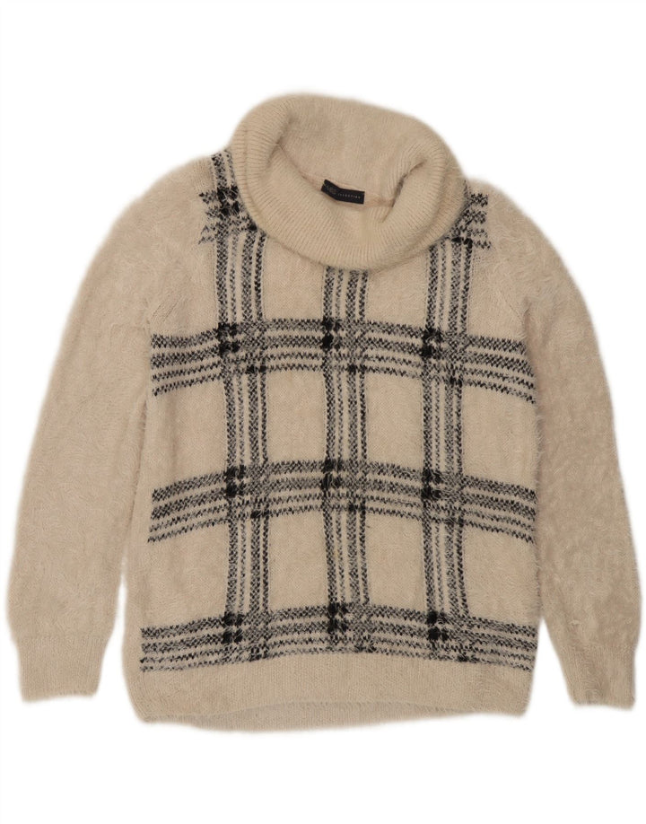 Marks & Spencer Damen-Pullover mit Rollkragen, Gr. 16, Größe L, beige, kariert