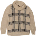 Marks & Spencer Damen-Pullover mit Rollkragen, Gr. 16, Größe L, beige, kariert