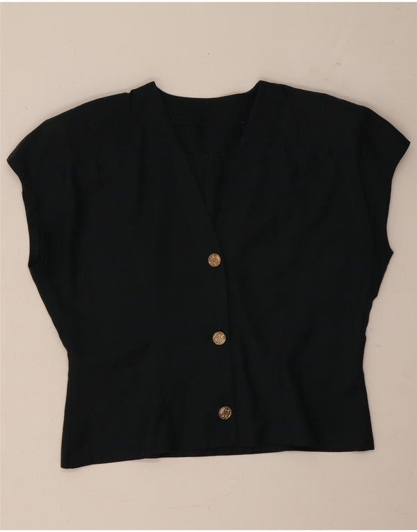 Vintage Damen Kurzarm-Hemdbluse UK 16 Großer grüner Karo