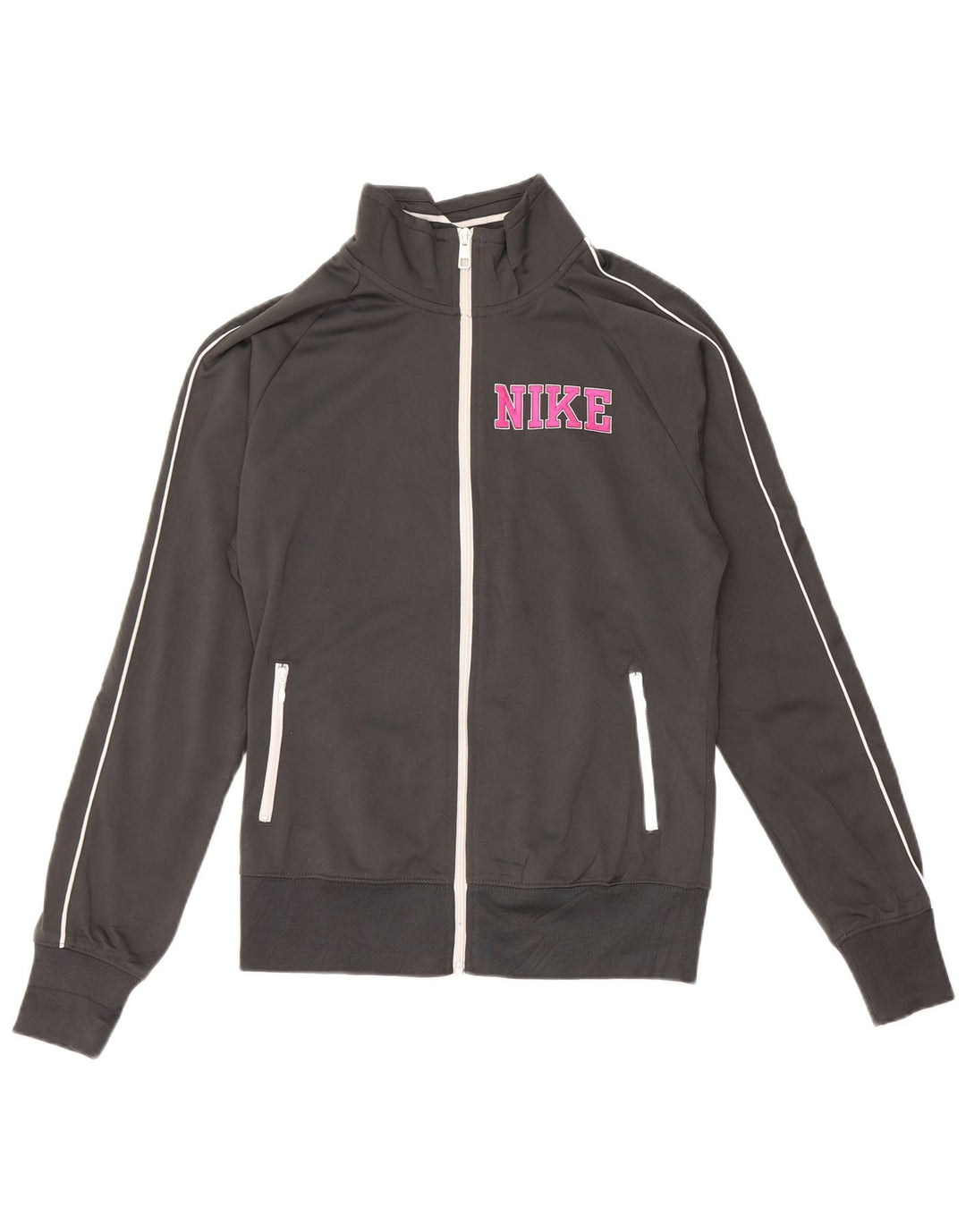 NIKE Damen-Trainingsanzugoberteil mit Grafik, UK 14, mittelgraues Polyester