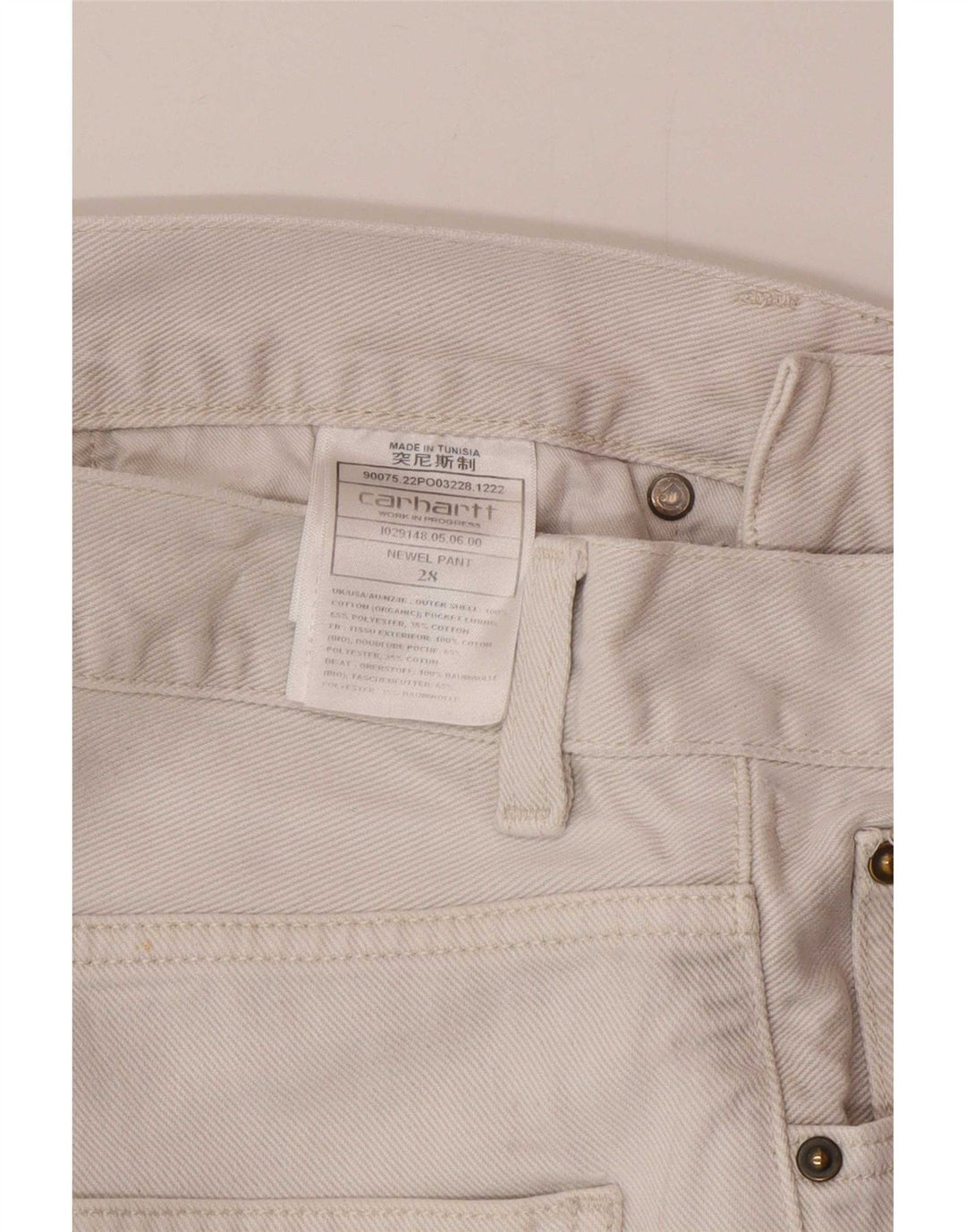 Carhartt Herren Slim Jeans W28 L28 Weiße Baumwolle