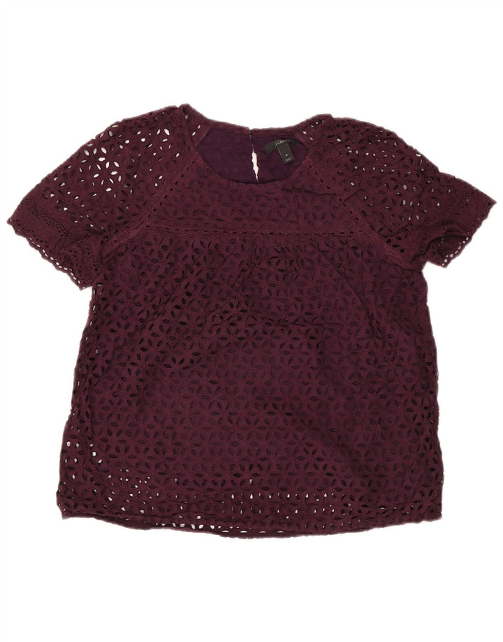 J. CREW Damen-Blusenoberteil, US 8, mittellila, geblümt, Baumwolle