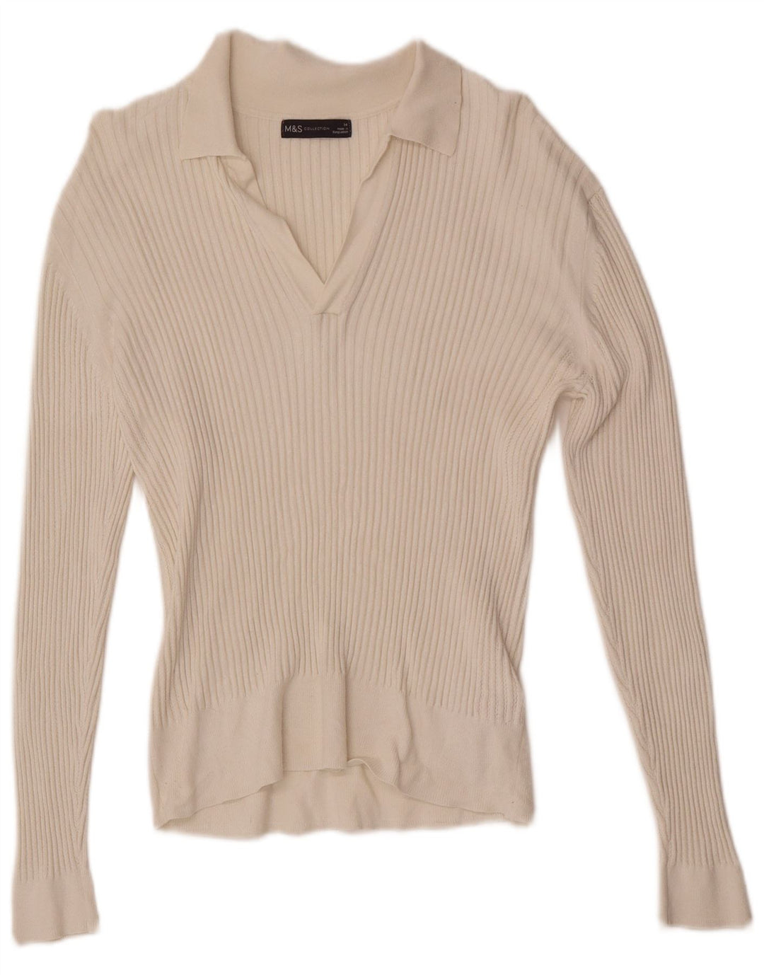 Marks & Spencer Damen-Pullover mit Rollkragen, UK 14, mittelweiße Viskose