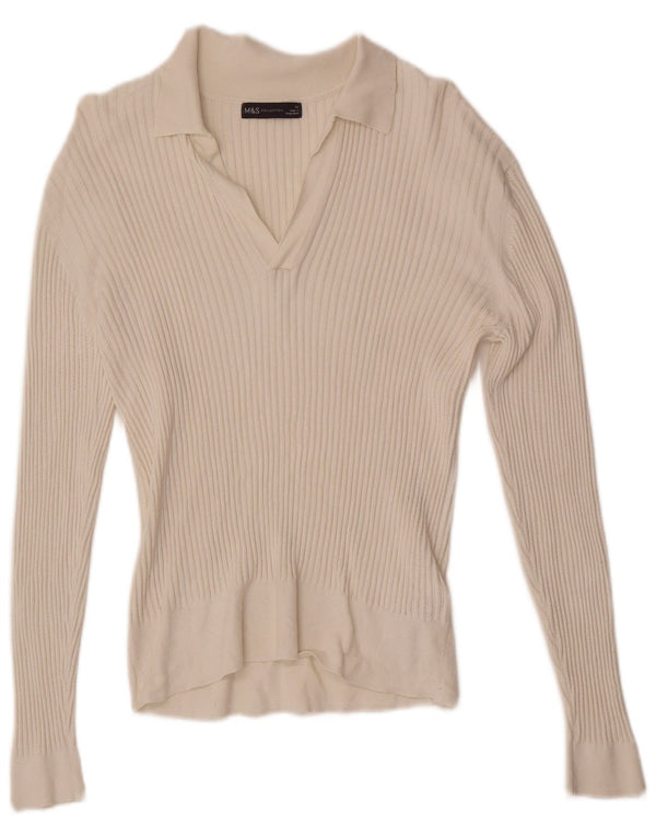 Marks & Spencer Damen-Pullover mit Rollkragen, UK 14, mittelweiße Viskose