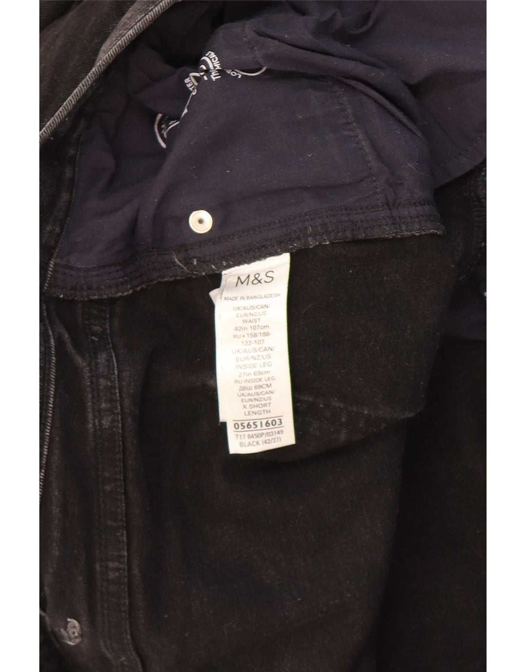 Marks & Spencer Herren Straight Jeans W42 L27 Schwarze Baumwolle