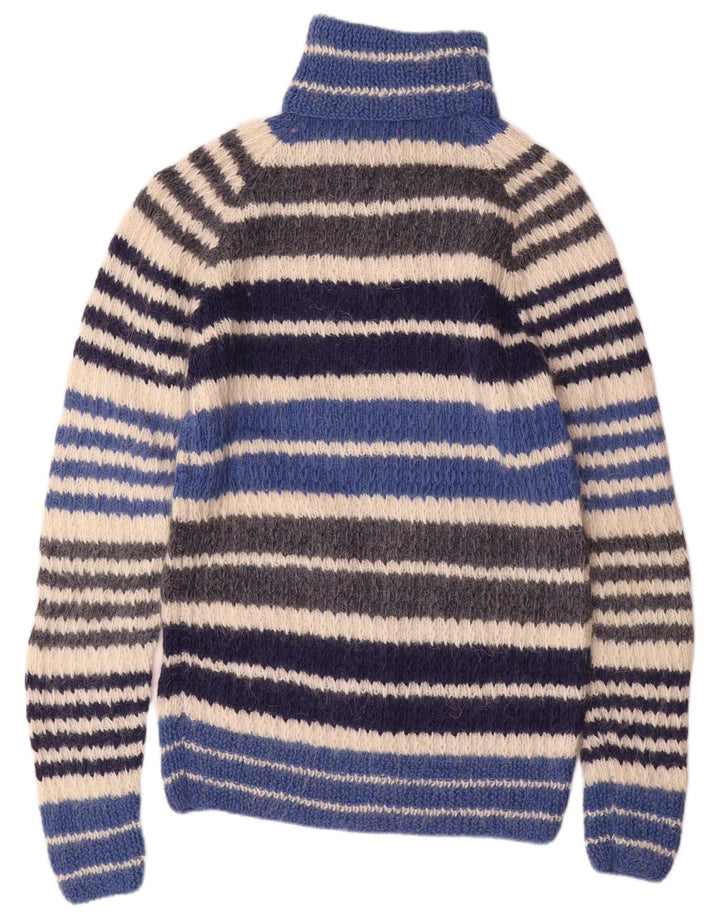 Vintage Damen Rollkragenpullover Pullover UK 12 Medium Bunt gestreift