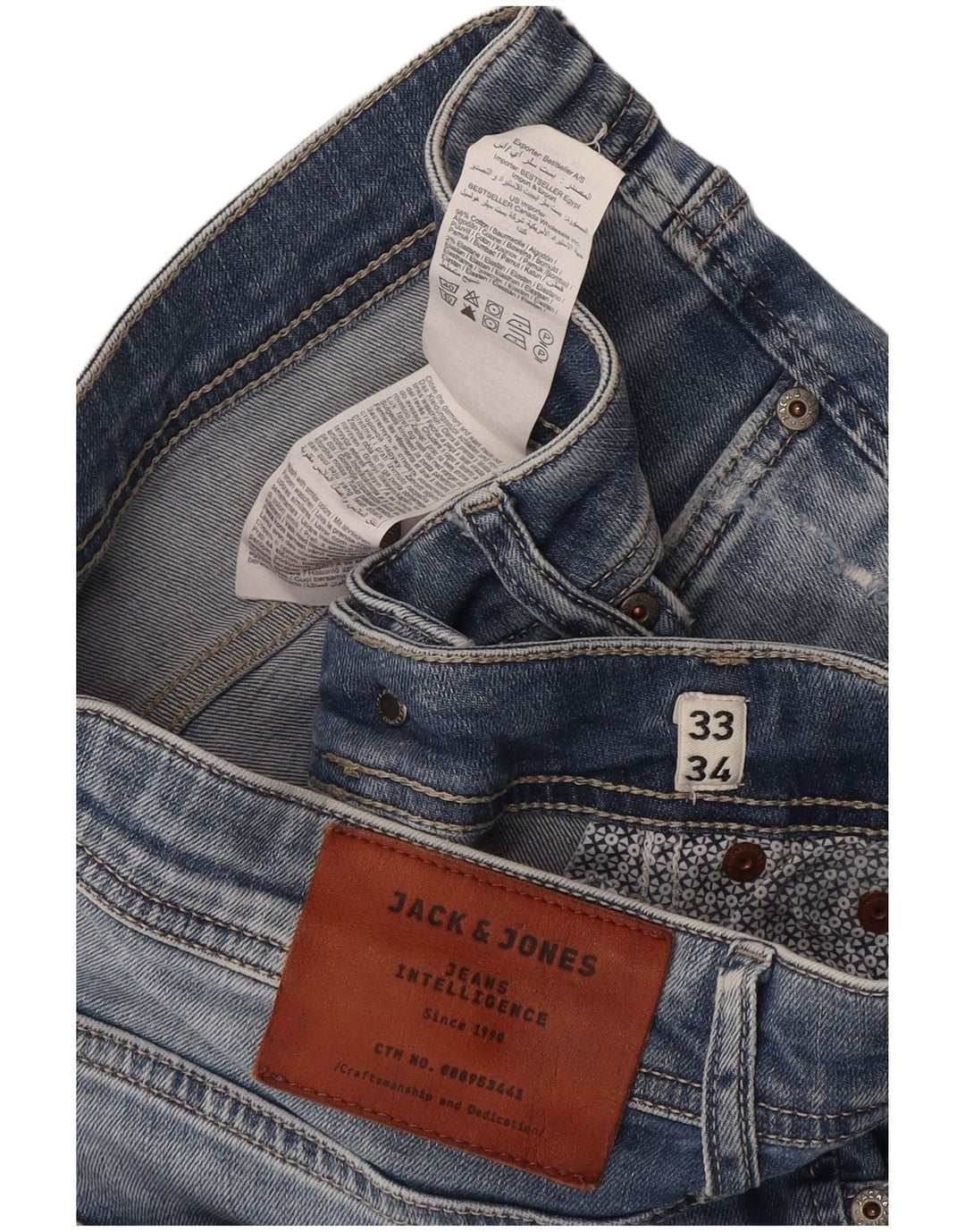 Jack & Jones Herren Distressed Slim Jeans W33 L34 Blaue Baumwolle
